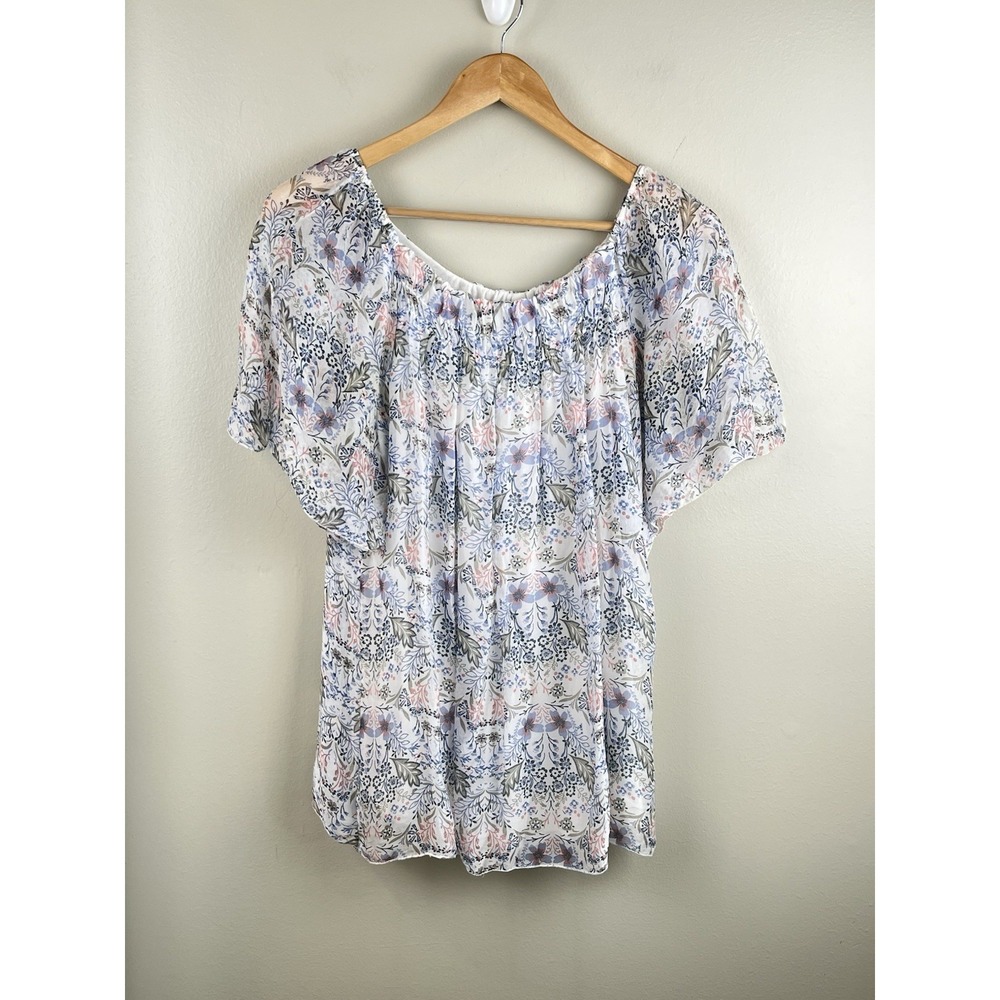 Silk Blend Floral Blouse Top Size M Made In Italy Lined Soft Cottage Core